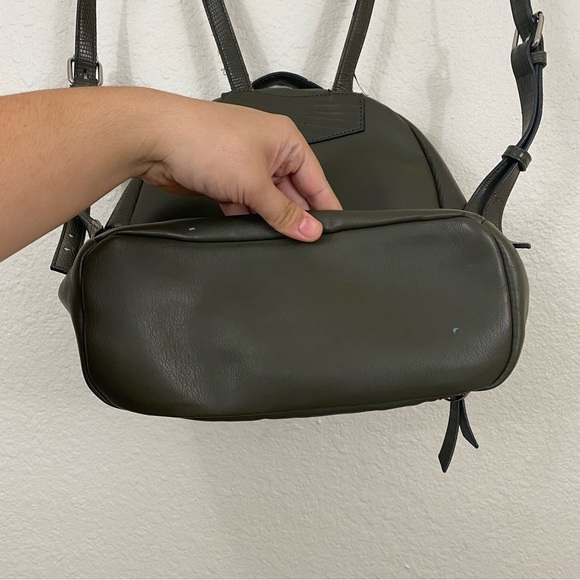 Simply Vera Olive Green Faux Leather Scale Embellished Zip Backpack Purse - Picture 12 of 14